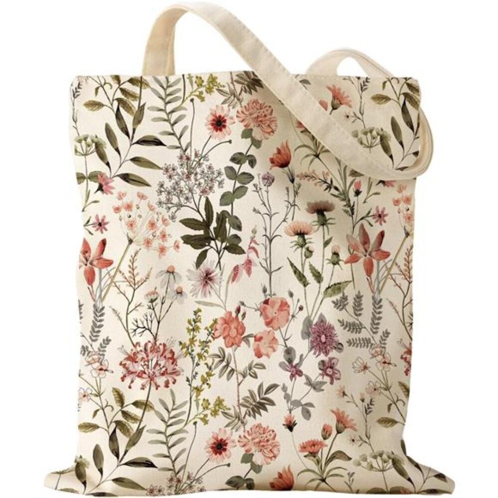 Canvas Tote Bag - Sturdy Cloth Cotton Totes Bag with Pattern Shoulder Bag
